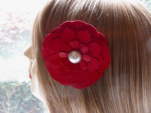 Picture of a leather flower hair accessory