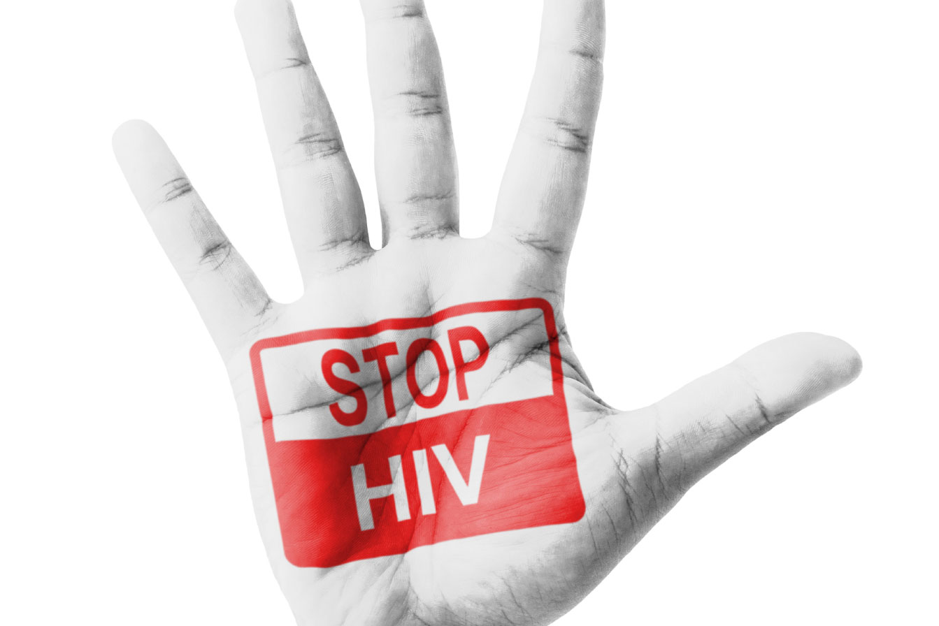 Hand with stop hiv on it