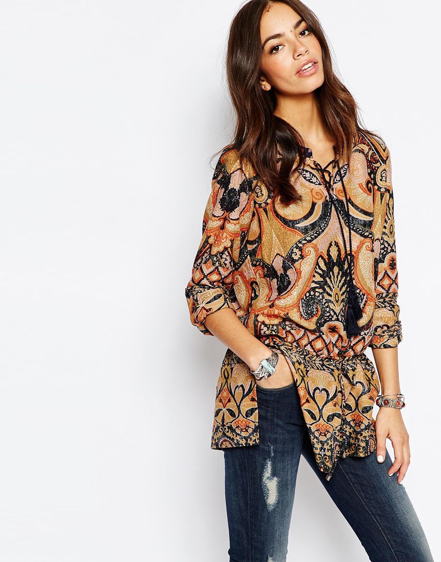 Mixed print tunic