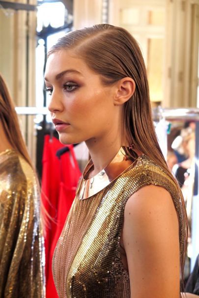 Slick hair on gigi hadid