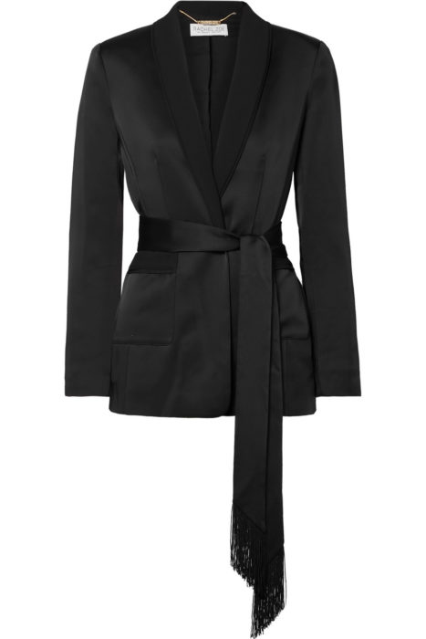 RACHEL-ZOE-Roarke-belted-grosgrain-trimmed-satin-blazer