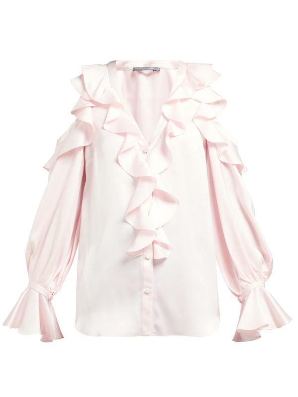 Ruffle silk blouse